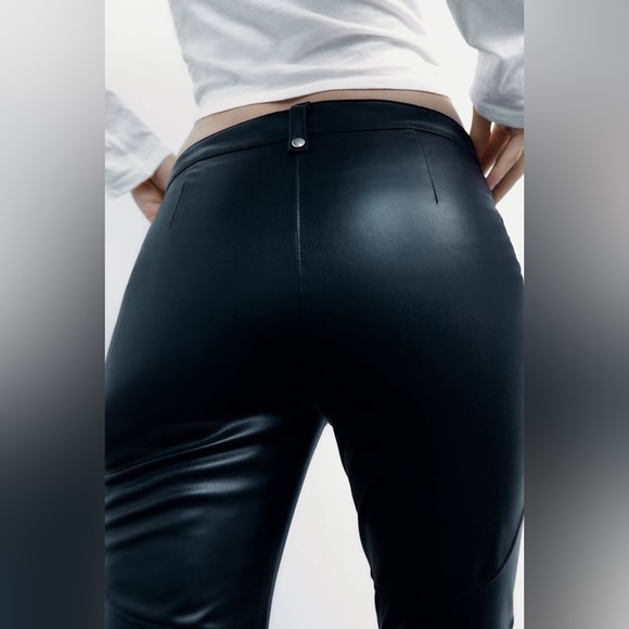ZIPPERED FAUX LEATHER PANTS - Picture 4 of 7